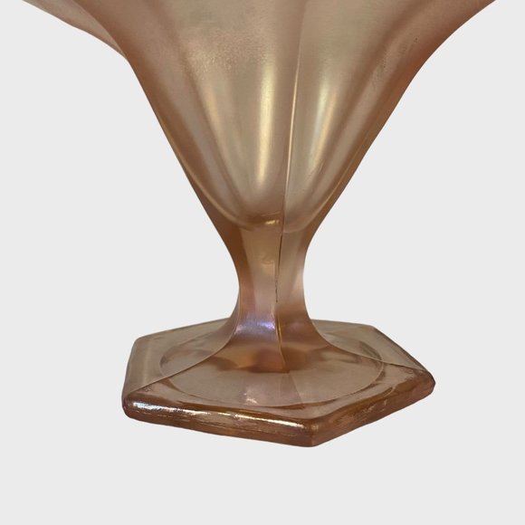 Vintage Fenton Art Deco Pink Velva Stretch Carnival Glass Ruffled Compote 6.5'' - Picture 7 of 13